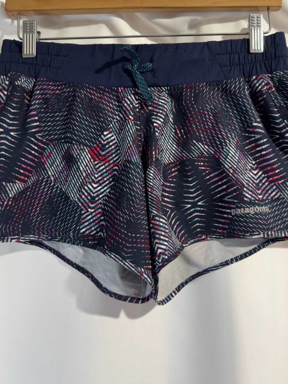 Patagonia Running Shorts Nine Trails 4" Hiking XS Tech Hex Navy Blue 57622